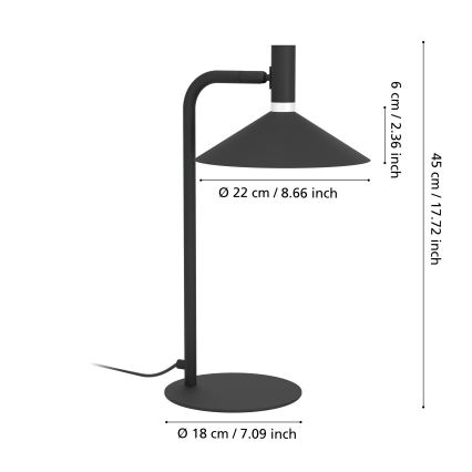 Eglo - Lámpara de mesa LED RGBW regulable LED/7,5W/230V 2700-6500K negra