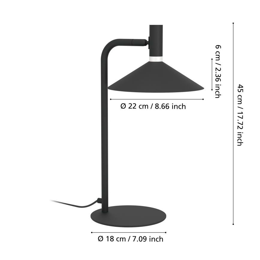 Eglo - Lámpara de mesa LED RGBW regulable LED/7,5W/230V 2700-6500K negra