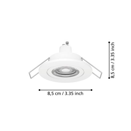 Eglo - Lámpara empotrable LED para baño 1xGU10/4,5W/230V IP44 blanca