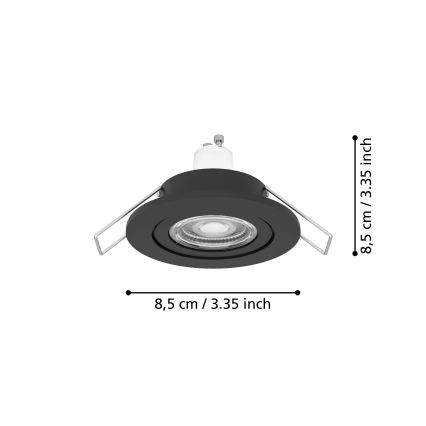 Eglo - Foco empotrable LED para baño 1xGU10/4,5W/230V IP44 negro