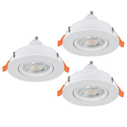 Eglo - Pack de 3 focos empotrables LED para techo 1xGU10/4,5W/230V blanco