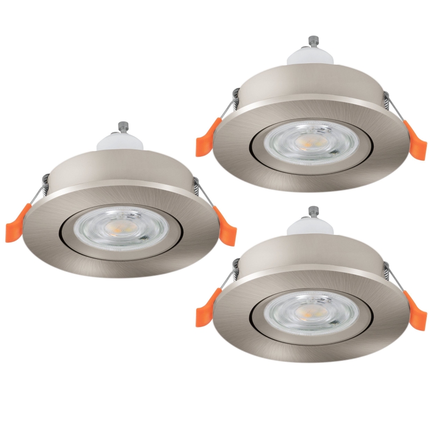 Eglo - SET 3x focos LED empotrables de techo 1xGU10/4,5W/230V cromo mate
