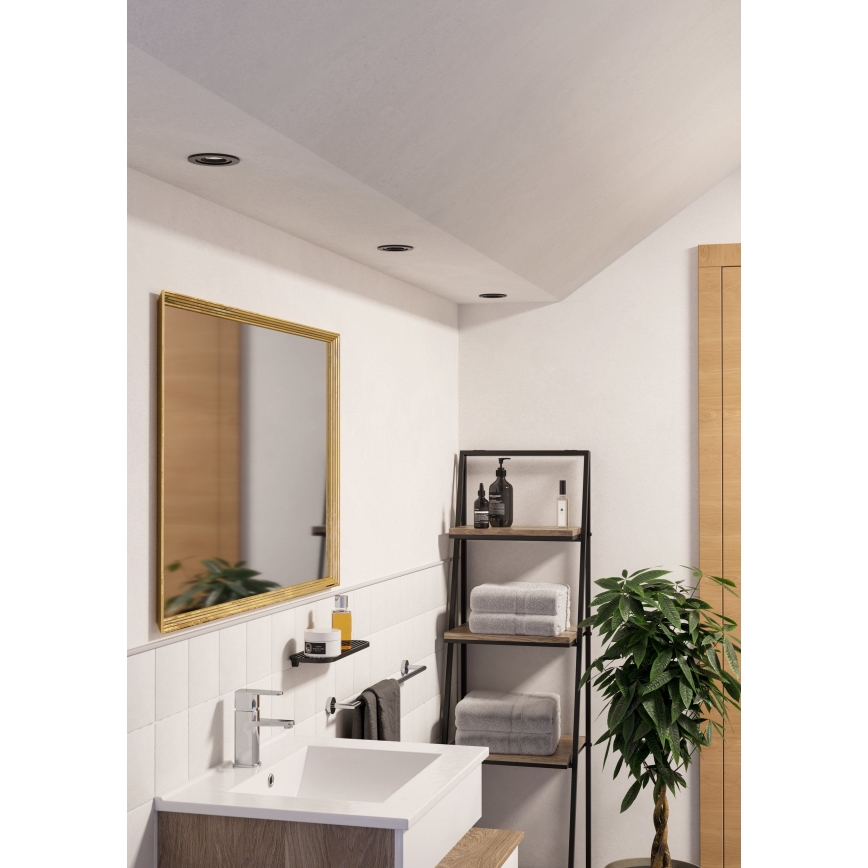 Eglo - Foco empotrable LED para baño 1x GU10/4,5 W/230 V IP44 negro