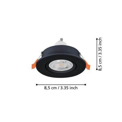 Eglo - Foco empotrable LED para baño 1x GU10/4,5 W/230 V IP44 negro
