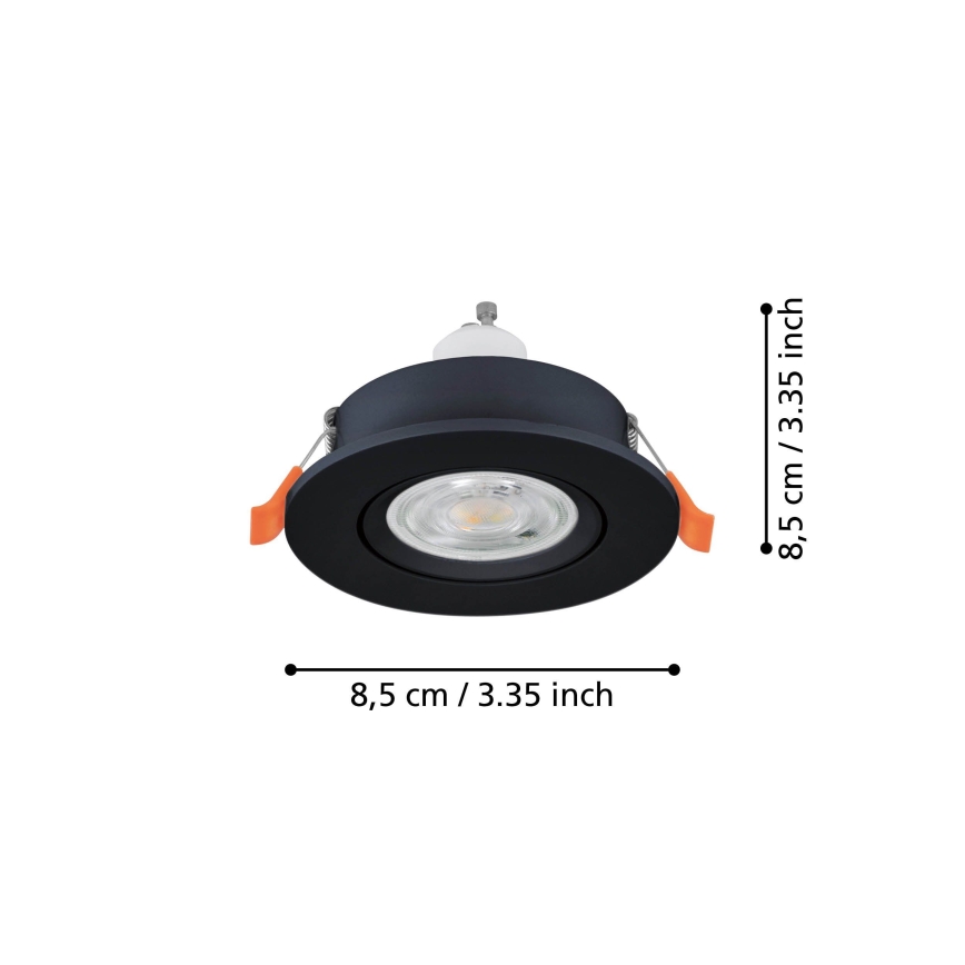 Eglo - Foco empotrable LED para baño 1x GU10/4,5 W/230 V IP44 negro
