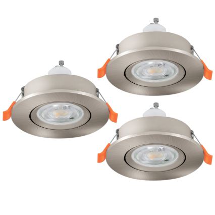 Eglo - Juego de 3 focos LED empotrados para baño, 1xGU10/4,5W/230V, IP44, cromo mate