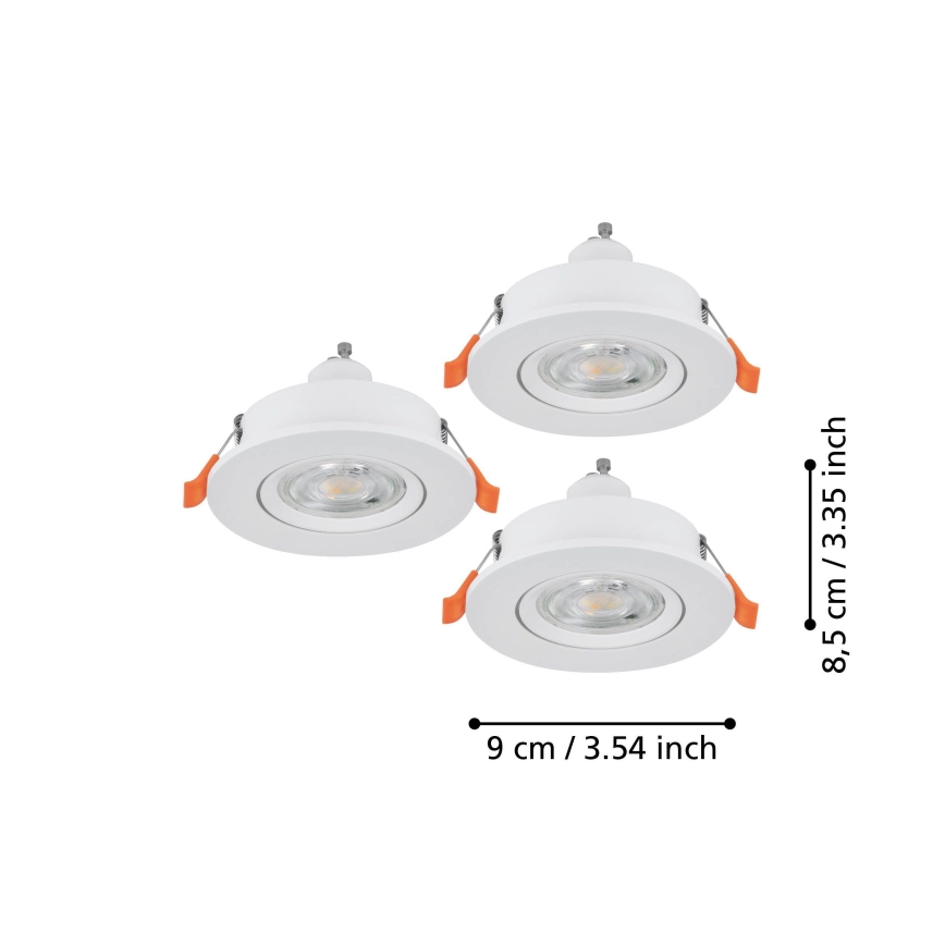 Eglo - Juego de 3 luminarias empotrables LED 1xGU10/4,5W/230V blancas