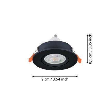 Eglo - Foco empotrado LED tipo spot 1xGU10/4,5W/230V, negro