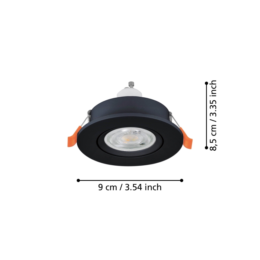 Eglo - Foco empotrado LED tipo spot 1xGU10/4,5W/230V, negro