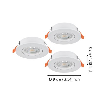 Eglo - Set de 3 focos empotrables LED/4,8W/230V 2700/4000/6500K blanco