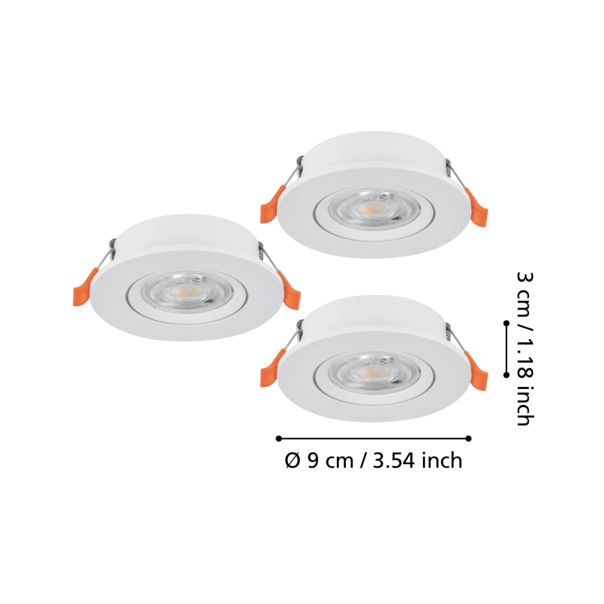 Eglo - Set de 3 focos empotrables LED/4,8W/230V 2700/4000/6500K blanco