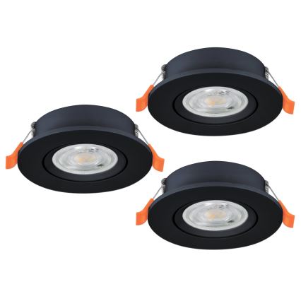 Eglo - Juego de 3 focos empotrados LED/4,8W/230V 2700/4000/6500K negro