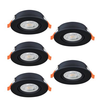 Eglo - Set de 5 focos empotrables LED, 4,8 W, 230 V, 2700/4000/6500 K, negro