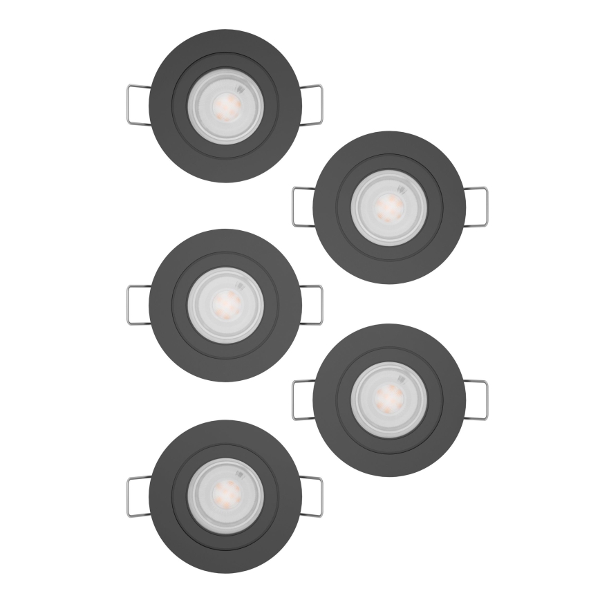 Eglo - Set de 5 focos empotrables LED, 4,8 W, 230 V, 2700/4000/6500 K, negro