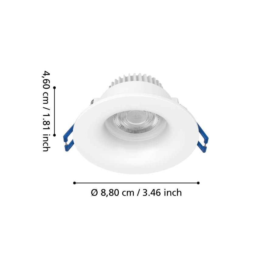 Eglo - Luminaria empotrada para baño LED/4,9W/230V 2700/4000/6500K diámetro 8,8 cm IP65 blanco