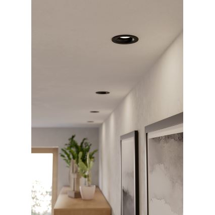 Eglo - Luminaria empotrada LED para baño LED/4,9W/230V 2700/4000/6500K Ø 8,8 cm IP65 negra