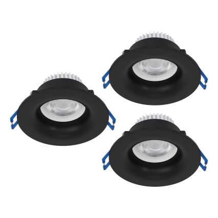 Eglo - Set de 3 focos empotrables LED para baño LED/4,9W/230V 2700/4000/6500K Ø 8,8 cm IP65 negro