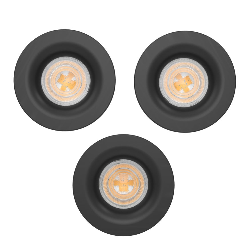 Eglo - Set de 3 focos empotrables LED para baño LED/4,9W/230V 2700/4000/6500K Ø 8,8 cm IP65 negro