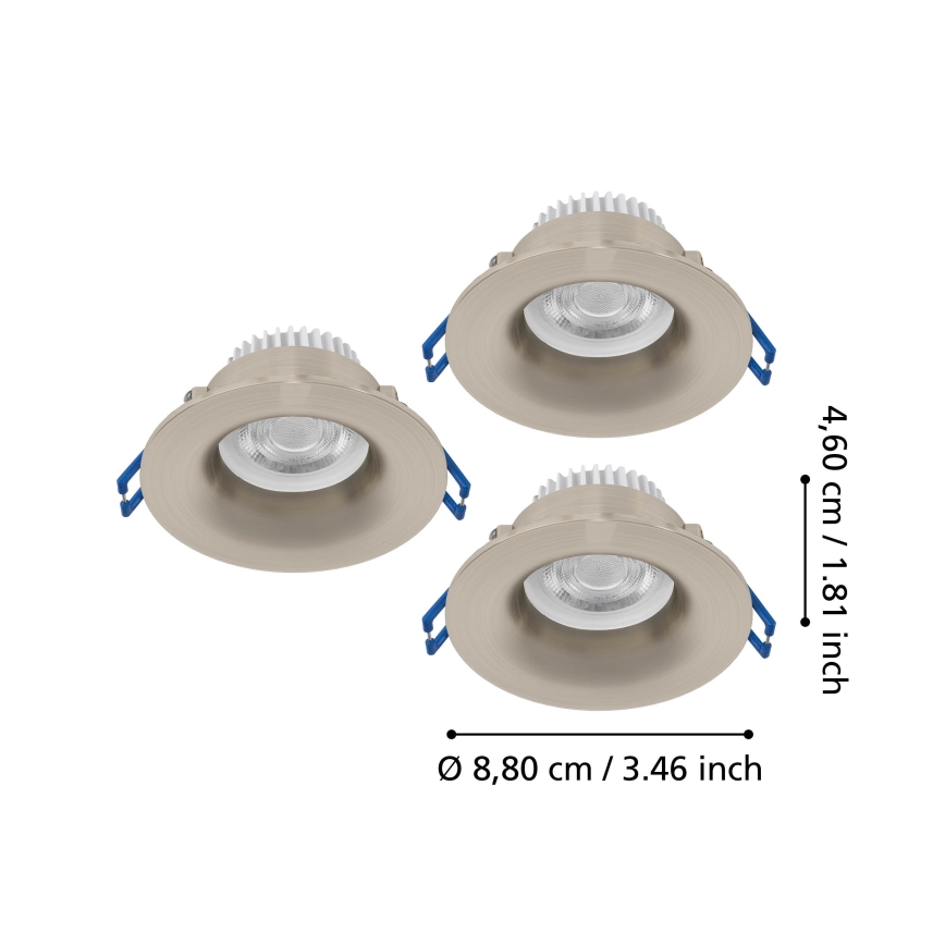 Eglo - Juego de 3 empotrables LED para baño LED/4,9W/230V 2700/4000/6500K Ø 8,8 cm IP65 cromo mate
