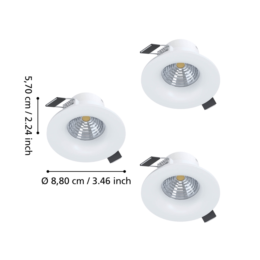 Eglo - Set de 3 focos LED empotrables regulables LED/4,8W/230V Ø 8,8 cm blanco