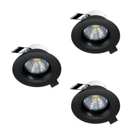 Eglo - Pack de 3 focos empotrables LED regulables, 4,8 W/230 V, Ø 8,8 cm, negro