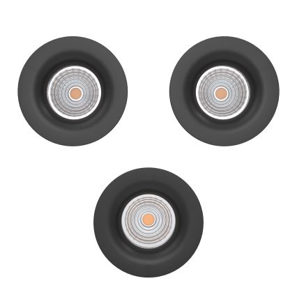 Eglo - Pack de 3 focos empotrables LED regulables, 4,8 W/230 V, Ø 8,8 cm, negro