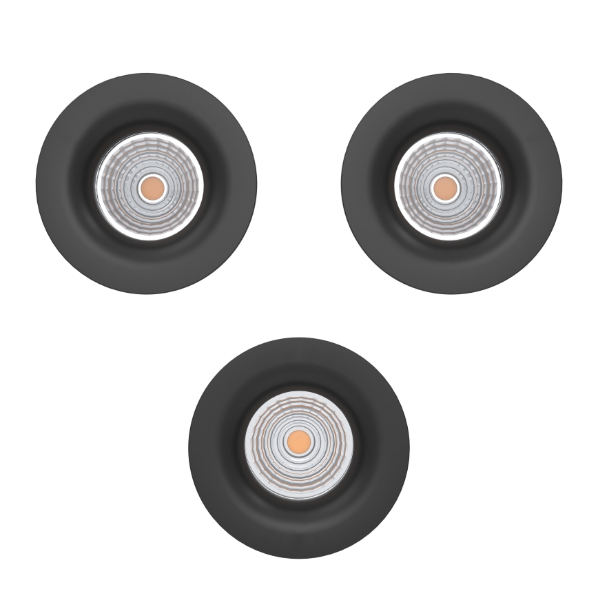 Eglo - Pack de 3 focos empotrables LED regulables, 4,8 W/230 V, Ø 8,8 cm, negro