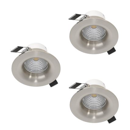 Eglo - Juego de 3 downlights empotrables LED regulables LED/4,8W/230V Ø 8,8 cm cromo mate