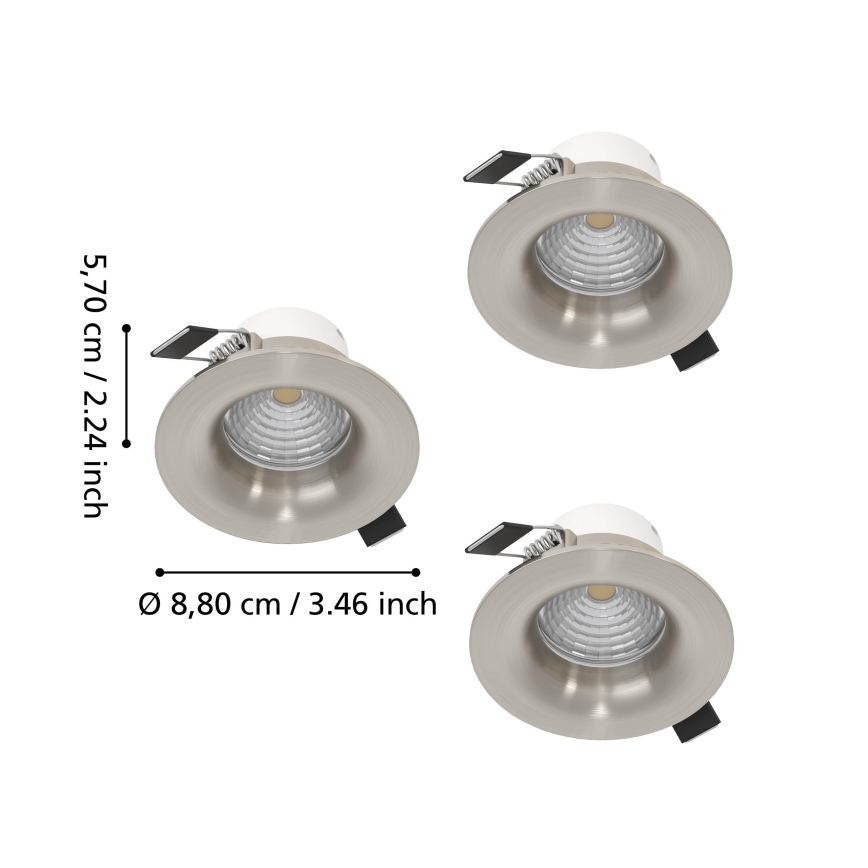Eglo - Juego de 3 downlights empotrables LED regulables LED/4,8W/230V Ø 8,8 cm cromo mate