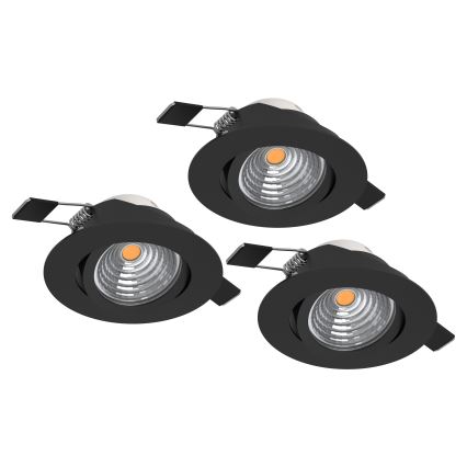 Eglo - Juego de 3 focos empotrables LED regulables LED/6,4W/230V Ø 8,8 cm negro