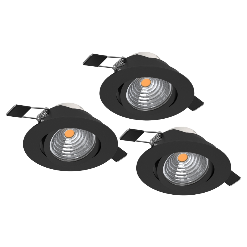 Eglo - Juego de 3 focos empotrables LED regulables LED/6,4W/230V Ø 8,8 cm negro