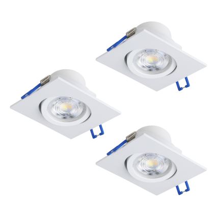 Eglo - Juego de 3 downlights empotrables LED regulables LED/4,8W/230V 8,8x8,8 cm blanco