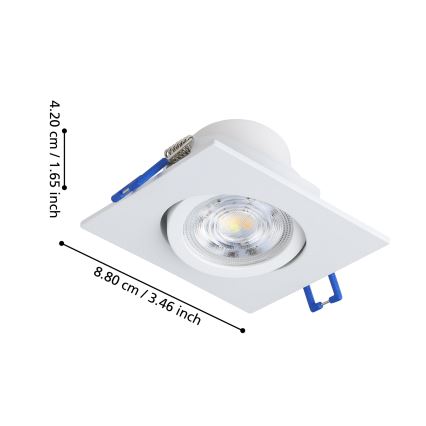 Eglo - Juego de 3 downlights empotrables LED regulables LED/4,8W/230V 8,8x8,8 cm blanco