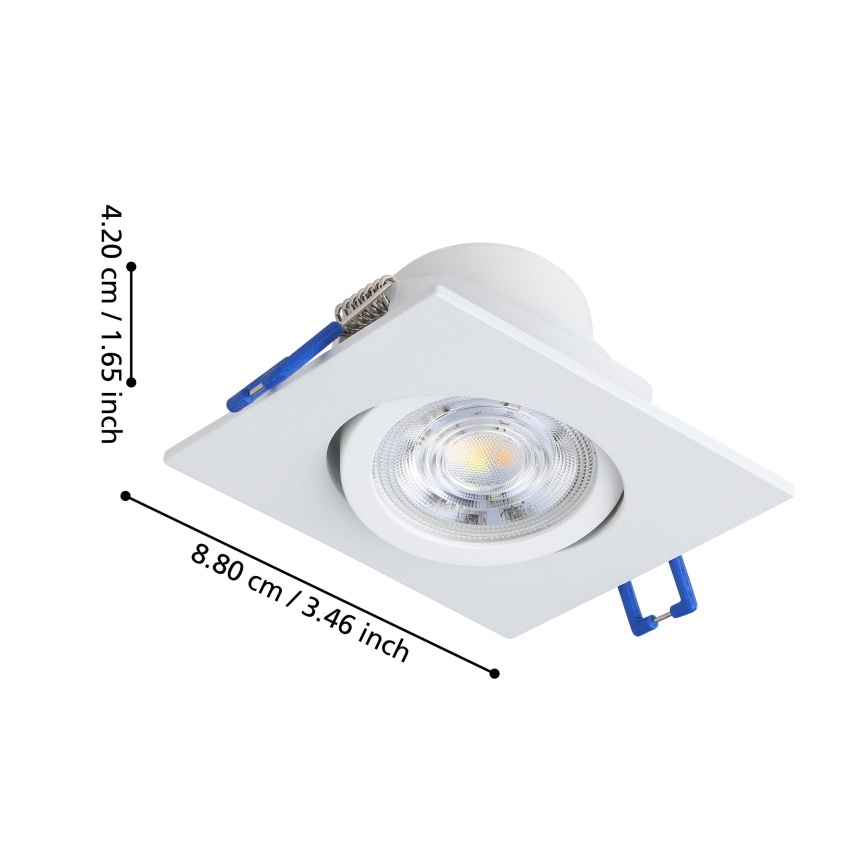 Eglo - Juego de 3 downlights empotrables LED regulables LED/4,8W/230V 8,8x8,8 cm blanco
