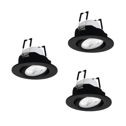 Eglo - Juego de 3 luminarias empotrables LED RGBW regulables LED/4,7W/230V 2700-6500K negro