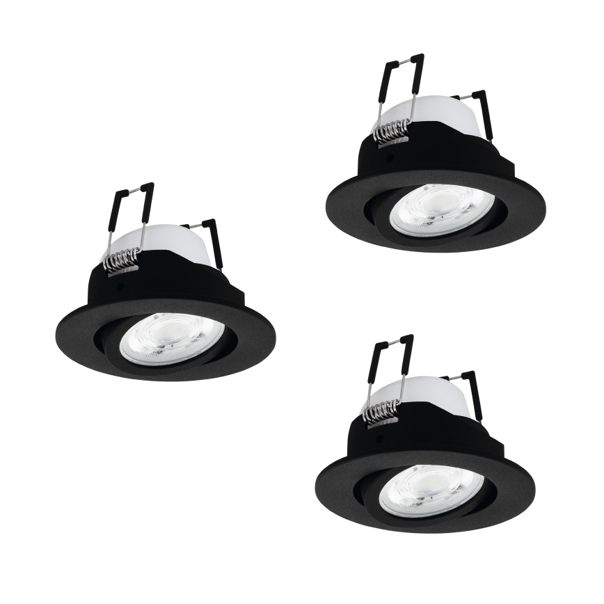 Eglo - Juego de 3 luminarias empotrables LED RGBW regulables LED/4,7W/230V 2700-6500K negro