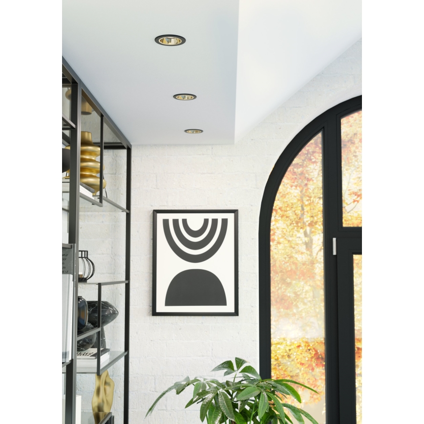 Eglo - Luminaria empotrable LED regulable para baño LED/4,8W/230V 2700/4000/6500K IP44 negra