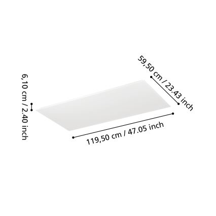 Eglo - Panel LED regulable de montaje en superficie LED/35,5W/230V 2700-6500K 120x60 cm blanco + mando a distancia