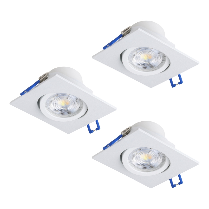 Eglo - Juego de 3 focos empotrables LED regulables LED/6,4W/230V 8,8x8,8 cm blanco