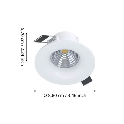 Eglo - Foco empotrable LED regulable LED/6,4W/230V Ø 8,8 cm blanco