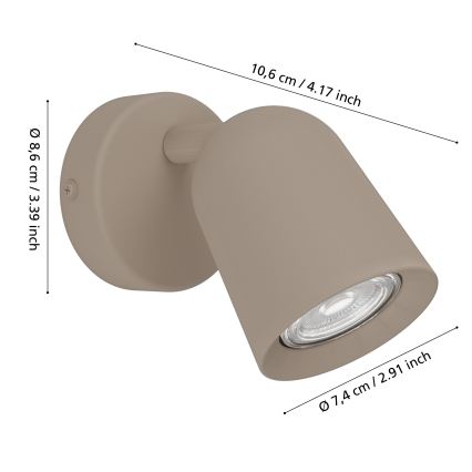 Eglo - Aplique de pared orientable 1x GU10/5W/230V beige