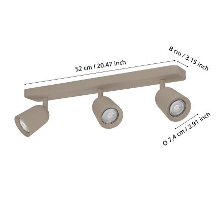 Eglo - Luminaria de focos 3xGU10/10W/230V beige