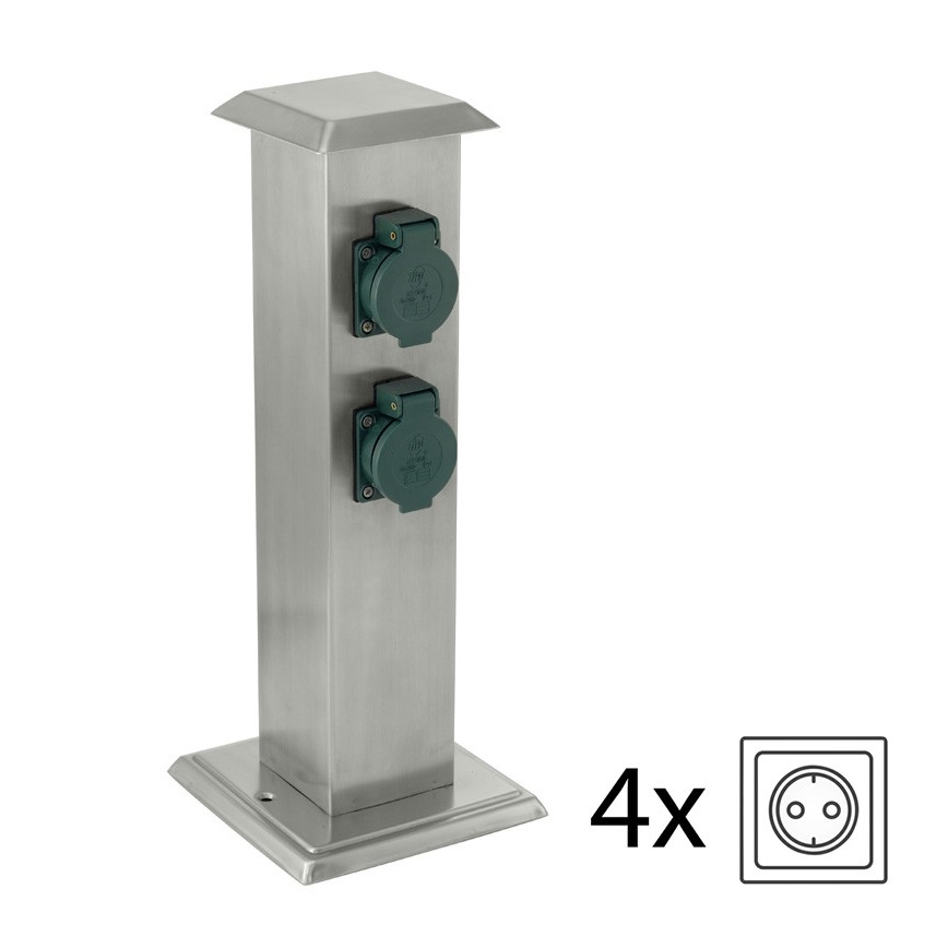 EGLO - Columna de enchufe para exterior verde SCHUKO IP44