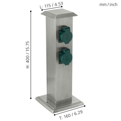 EGLO - Columna de enchufe para exterior verde SCHUKO IP44