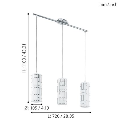 Eglo - Lámpara de araña en cadena 3xE27/60W/230V