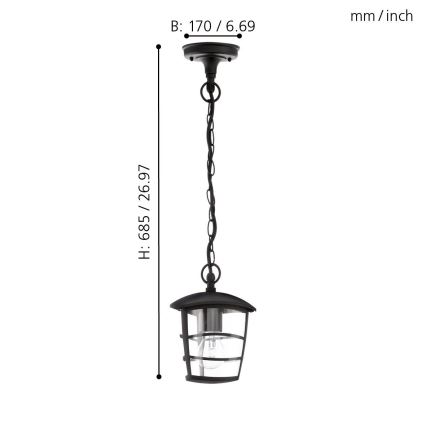 Eglo - LED Lámpara colgante exterior 1xE27/8,5W/230V IP44