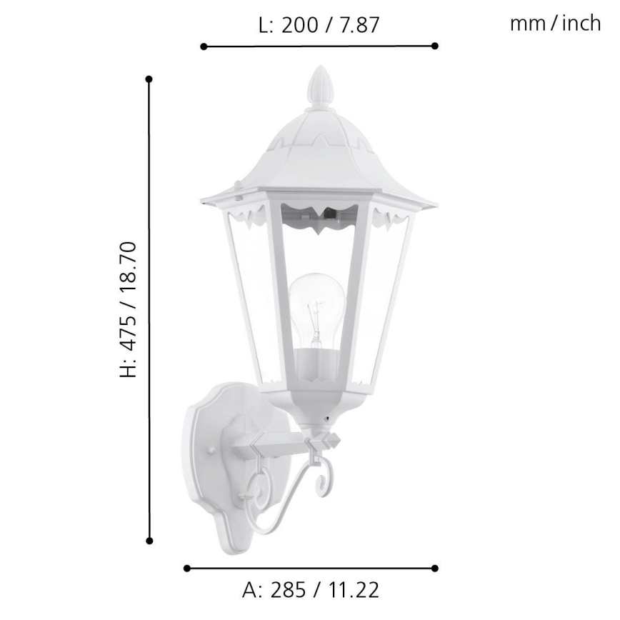 Eglo - Lámpara de pared exterior 1xE27/60W/230V IP44