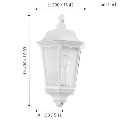 Eglo 93448 - Aplique exterior NAVEDO 1xE27/60W/230V IP44