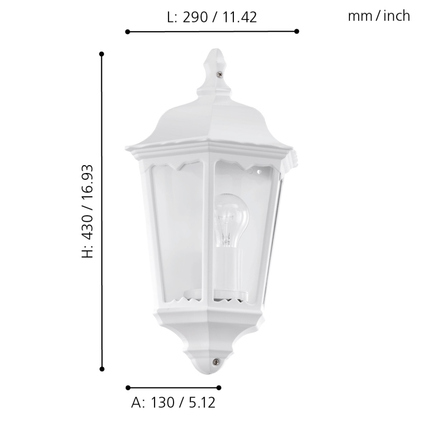 Eglo 93448 - Aplique exterior NAVEDO 1xE27/60W/230V IP44