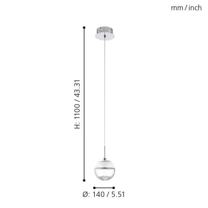 Eglo - Lámpara LED colgante 1xLED/5W/230V